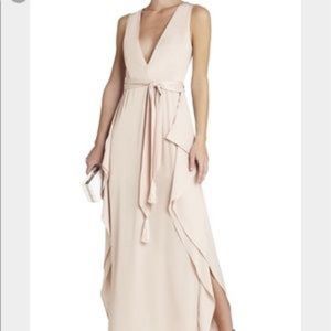 BCBG MaxAzria Suzanne Bare Nude Pink Deep V Dress